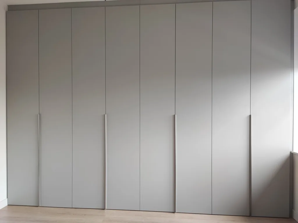 Strakke draaideur kastenwand op maat met lange grepen